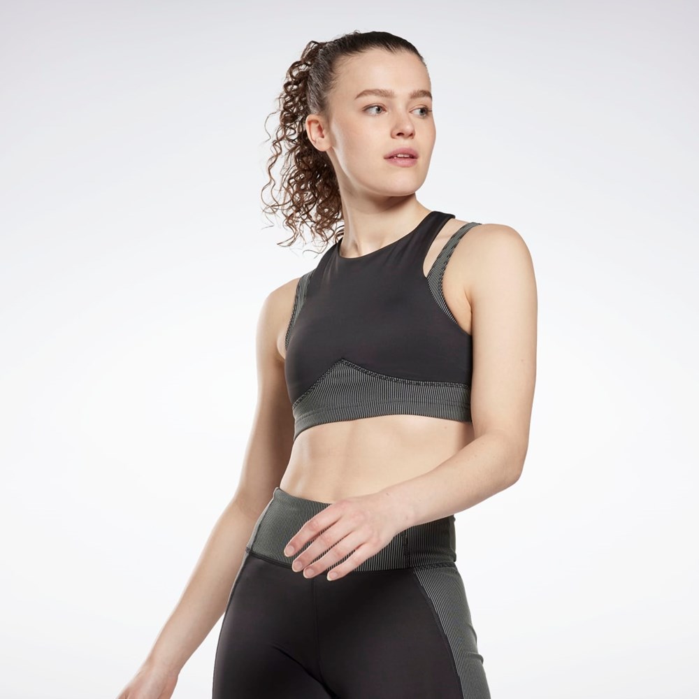 Reebok Studio Layered Bra Top Čierne | HWRAT7346