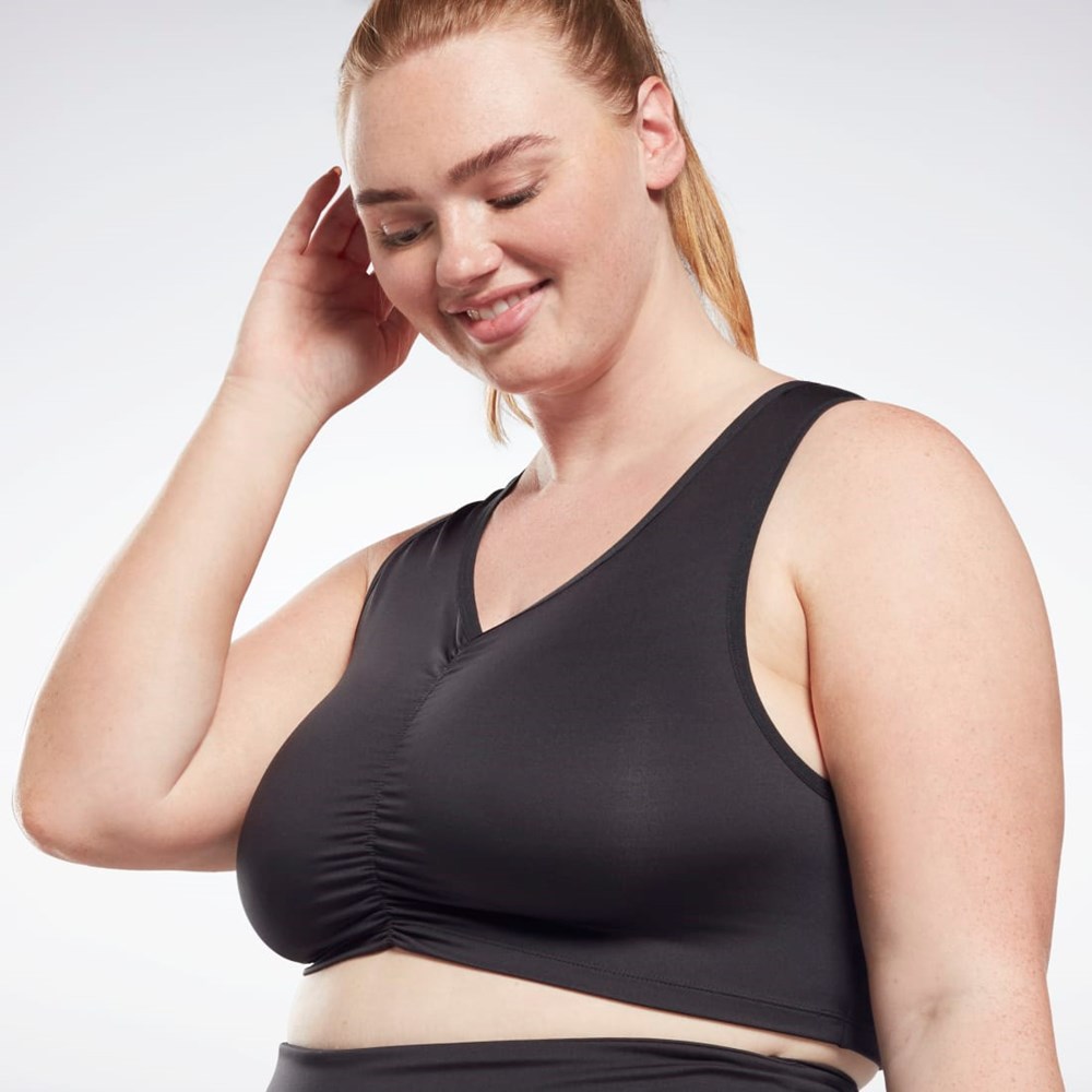 Reebok Studio Ruched Cropped Tank Top (Plus Size) Čierne | DGFUN0523