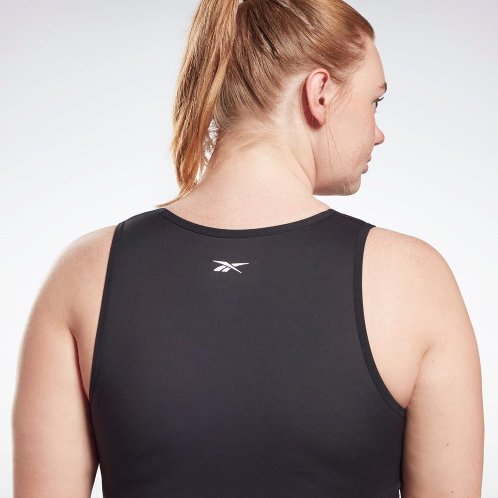 Reebok Studio Ruched Cropped Tank Top (Plus Size) Čierne | DGFUN0523