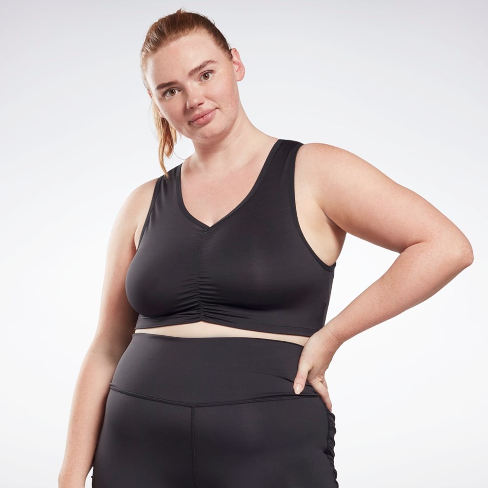 Reebok Studio Ruched Cropped Tank Top (Plus Size) Čierne | DGFUN0523