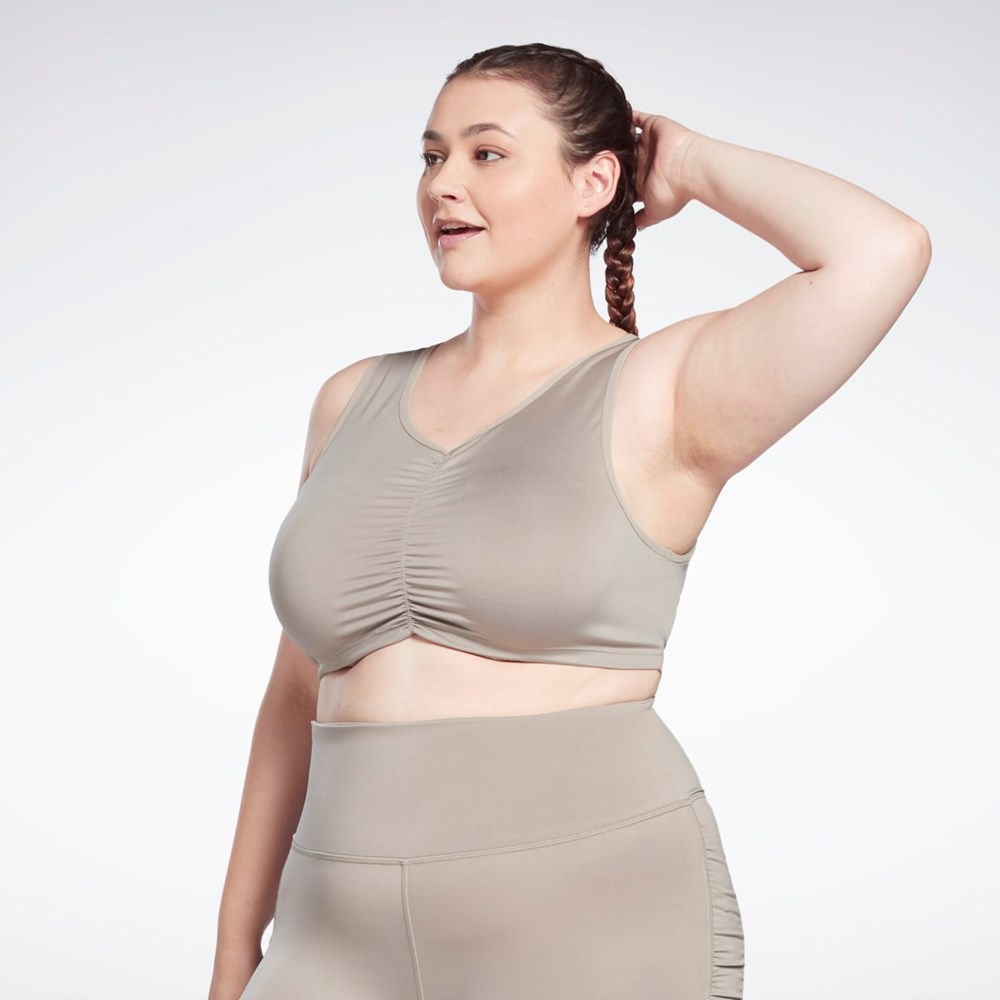 Reebok Studio Ruched Cropped Tank Top (Plus Size) Siva | ZYMGU1429