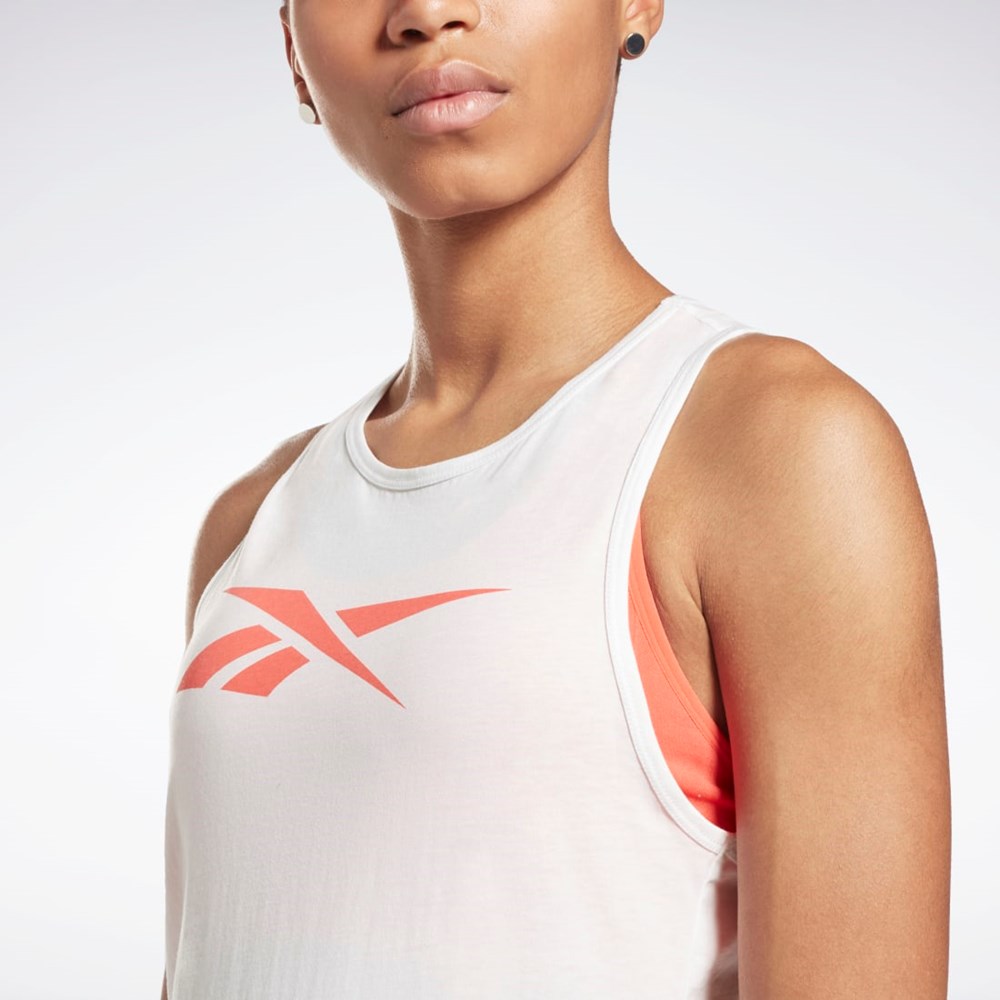 Reebok Tréningová Essentials Grafika Tank Top Biele Oranžové | DNXIJ0372