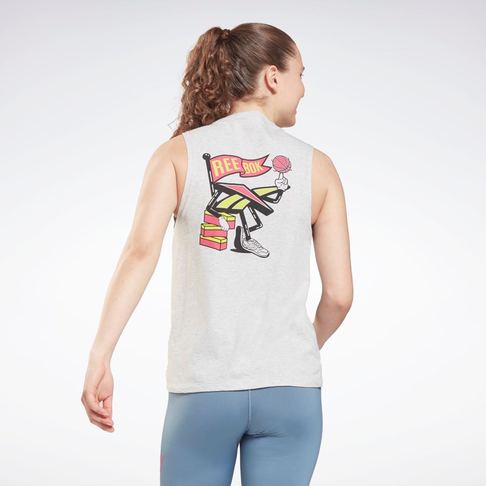 Reebok Tréningová Essentials Muscle Grafika Tank Top Svetlo Siva | WJXHB3540