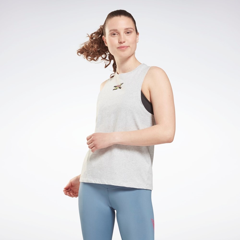 Reebok Tréningová Essentials Muscle Grafika Tank Top Svetlo Siva | WJXHB3540