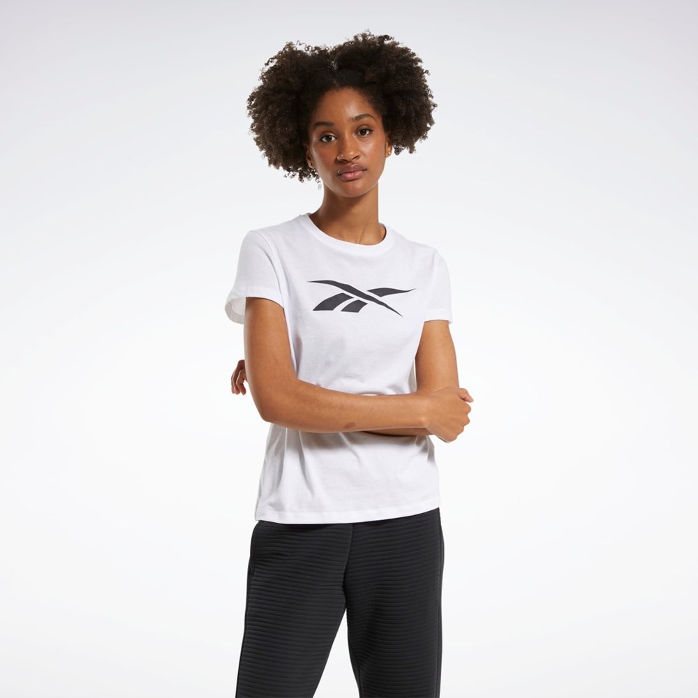 Reebok Tréningová Essentials Vector Grafika Tee Biele | KURPQ8704