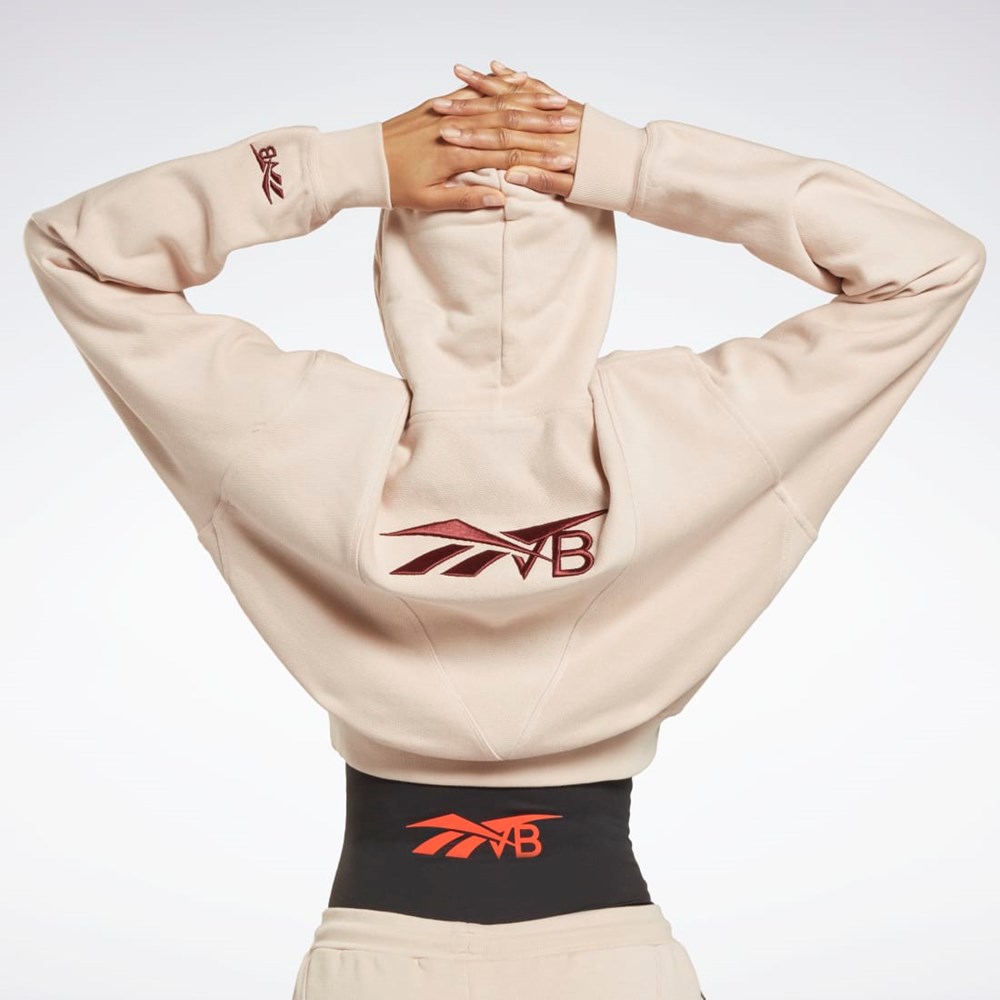 Reebok Victoria Beckham Crop Logo Hoodie Soft Ecru | KGFYB1647