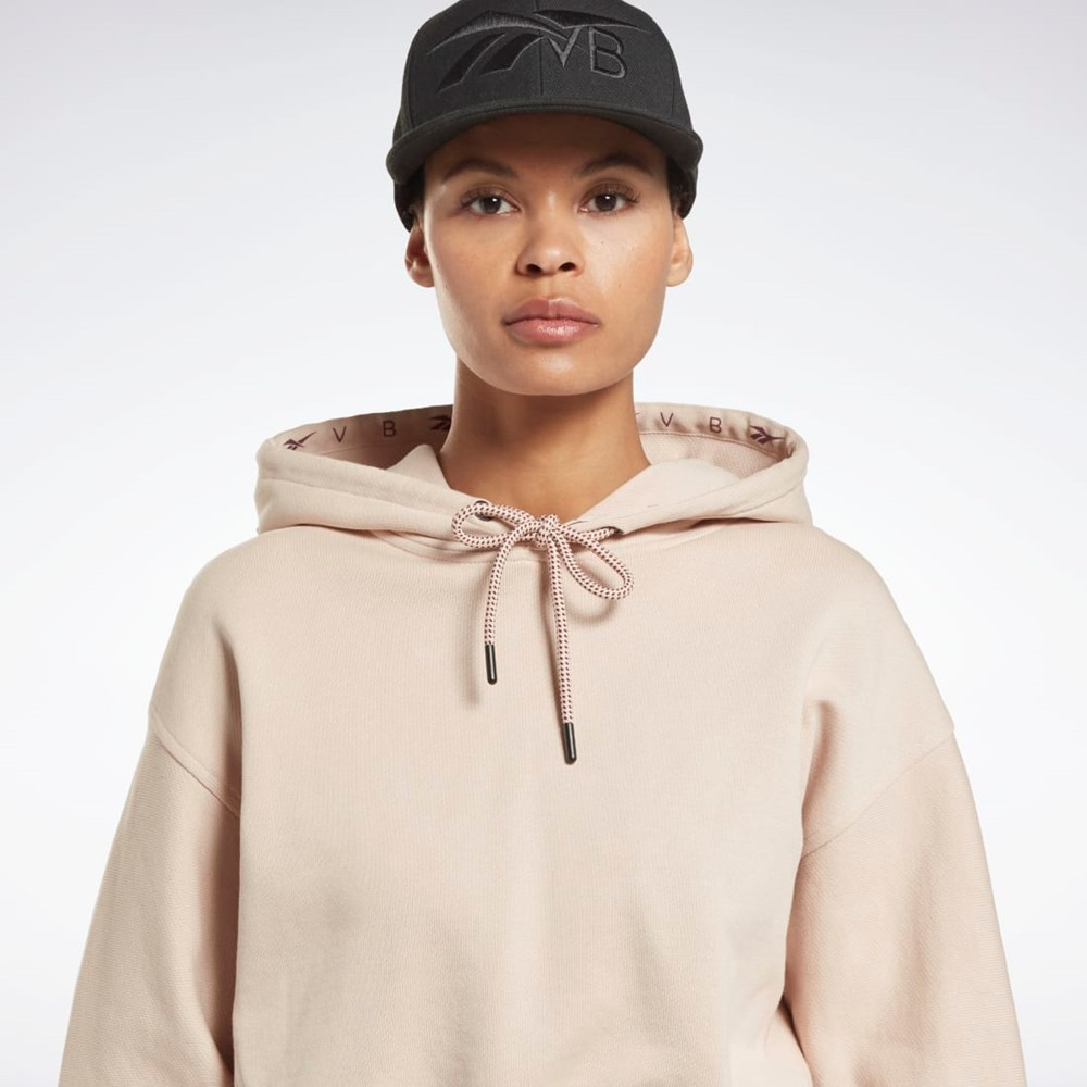 Reebok Victoria Beckham Crop Logo Hoodie Soft Ecru | KGFYB1647