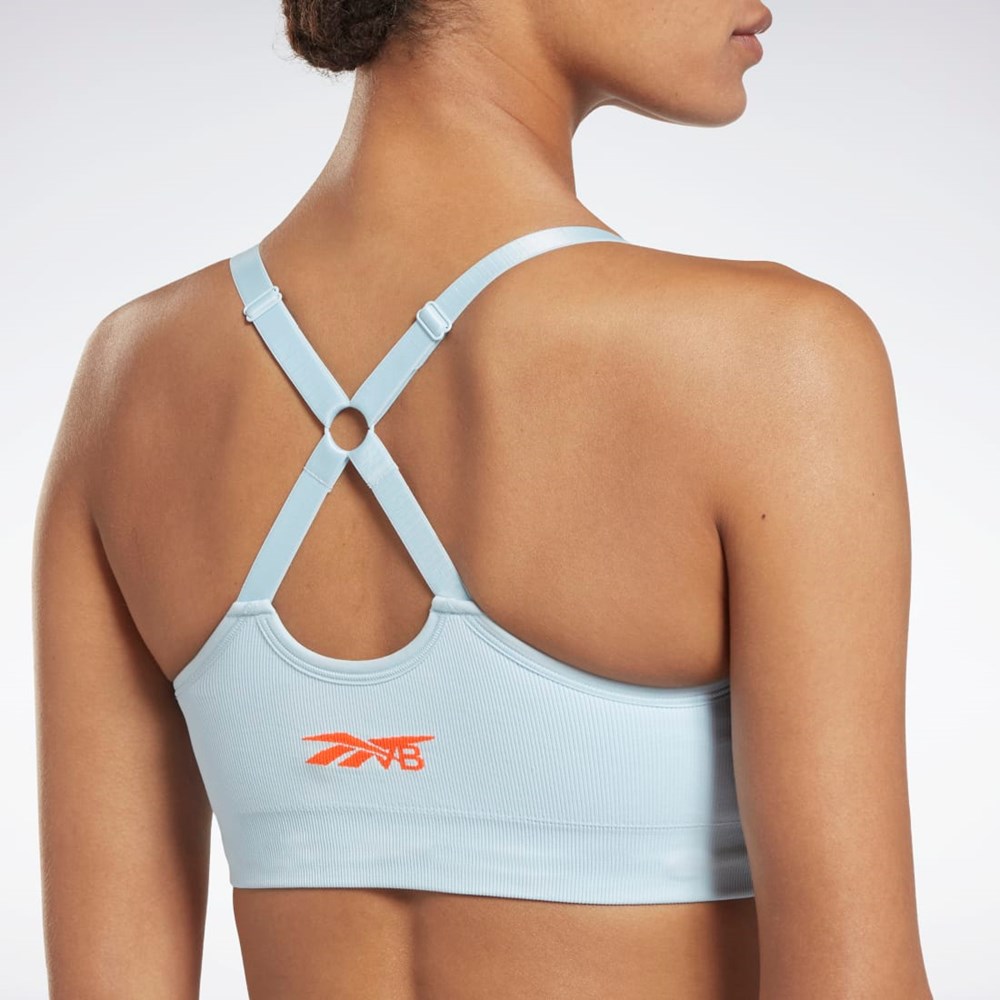 Reebok Victoria Beckham Light-Impact Seamless Bra Modre | IUWLF9206