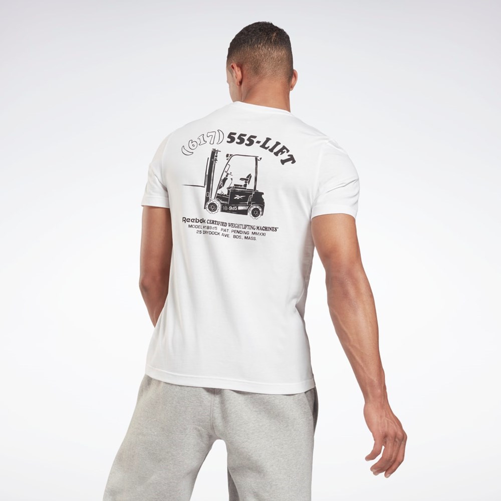 Reebok Weightlifting Novelty Grafika T-Shirt Biele | PGDIY8543