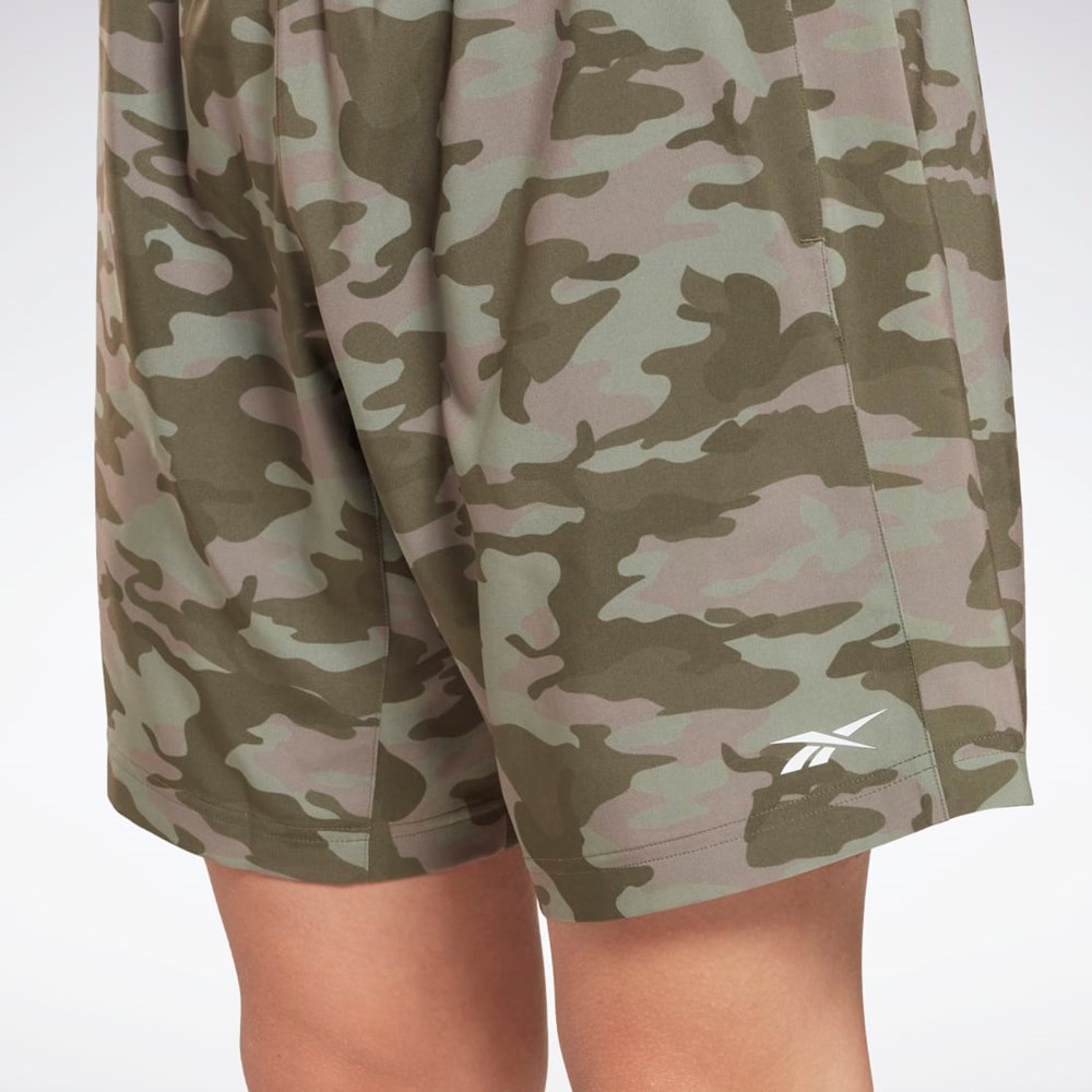 Reebok Workout Ready Camo Grafika Shorts Zelene | PYLKE5419