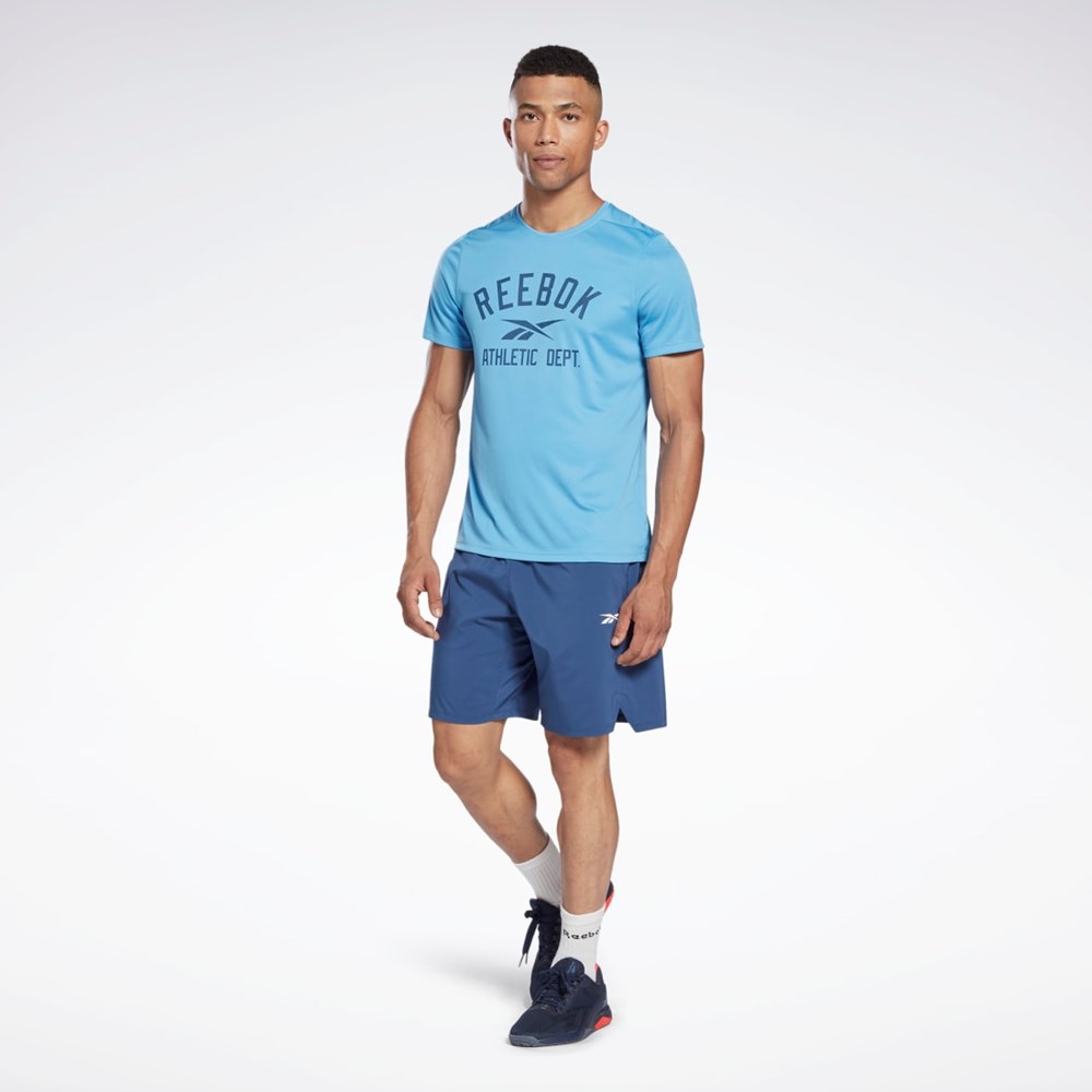 Reebok Workout Ready Grafika T-Shirt Modre | APXSU4293