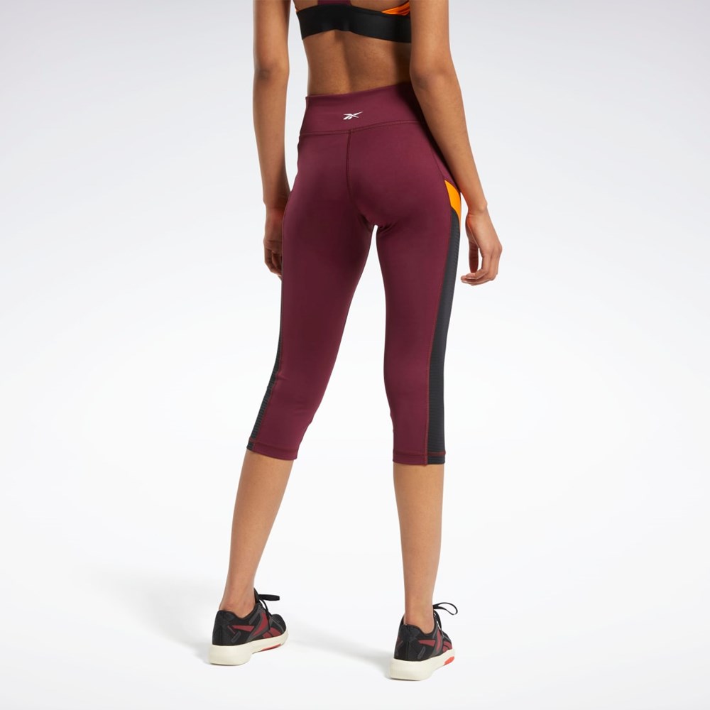 Reebok Workout Ready Mesh Capri Tights Bordove | SJGNH4619