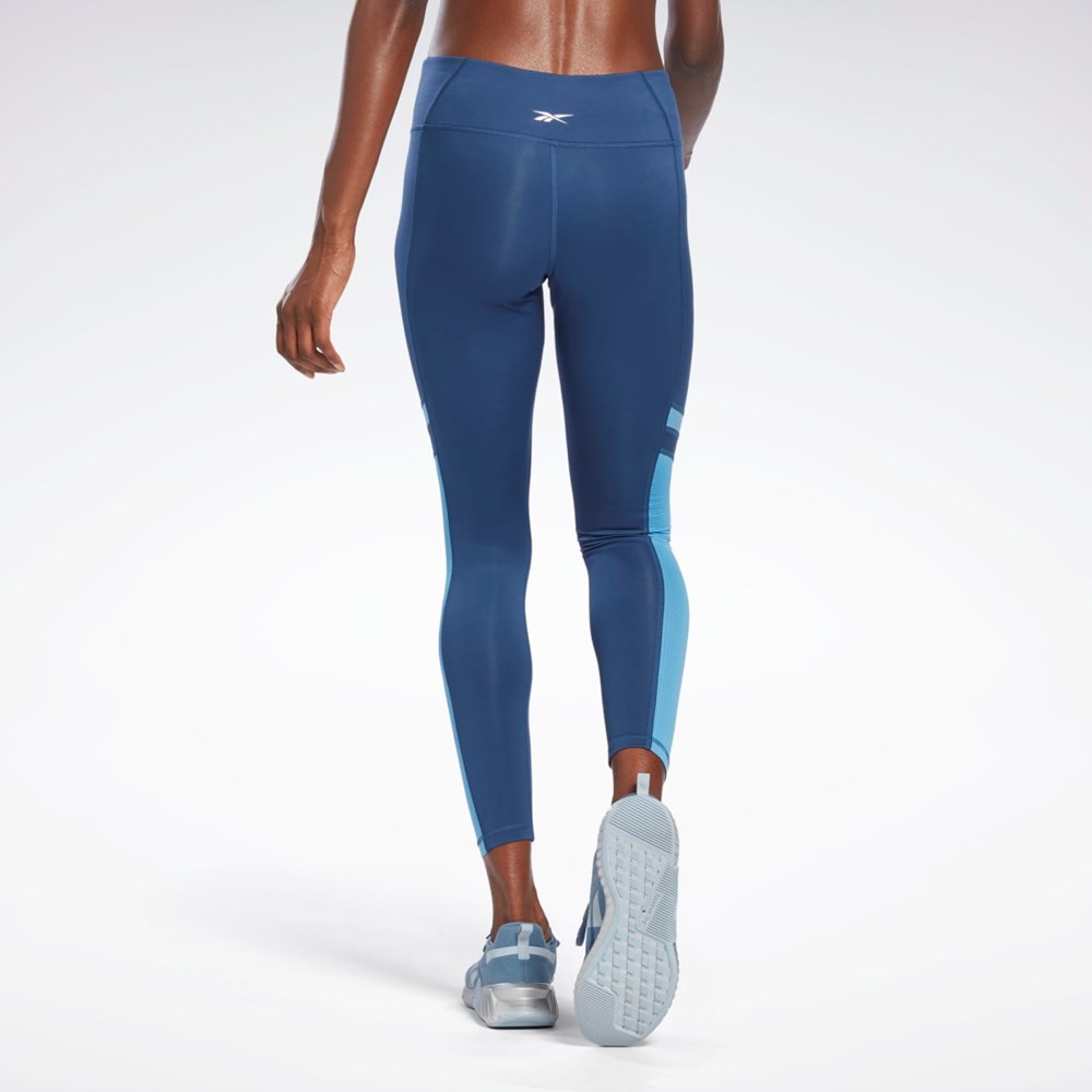 Reebok Workout Ready Mesh Leggings Modre | KZQXS5492