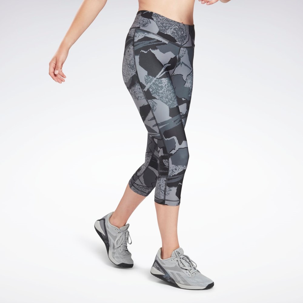 Reebok Workout Ready Printed Capri Čierne | AVXWJ5034