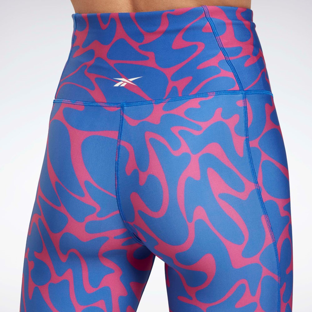 Reebok Workout Ready Printed Leggings Ruzove | PWYXT3684