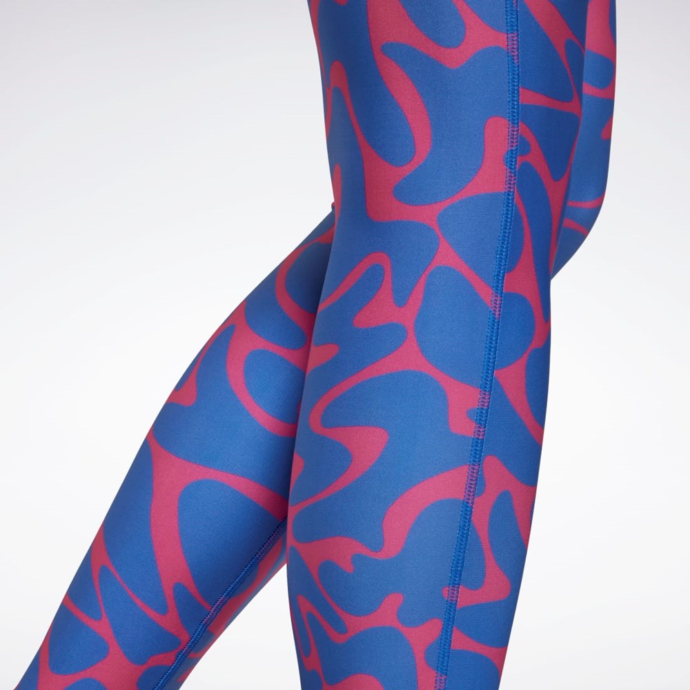 Reebok Workout Ready Printed Leggings Ruzove | PWYXT3684