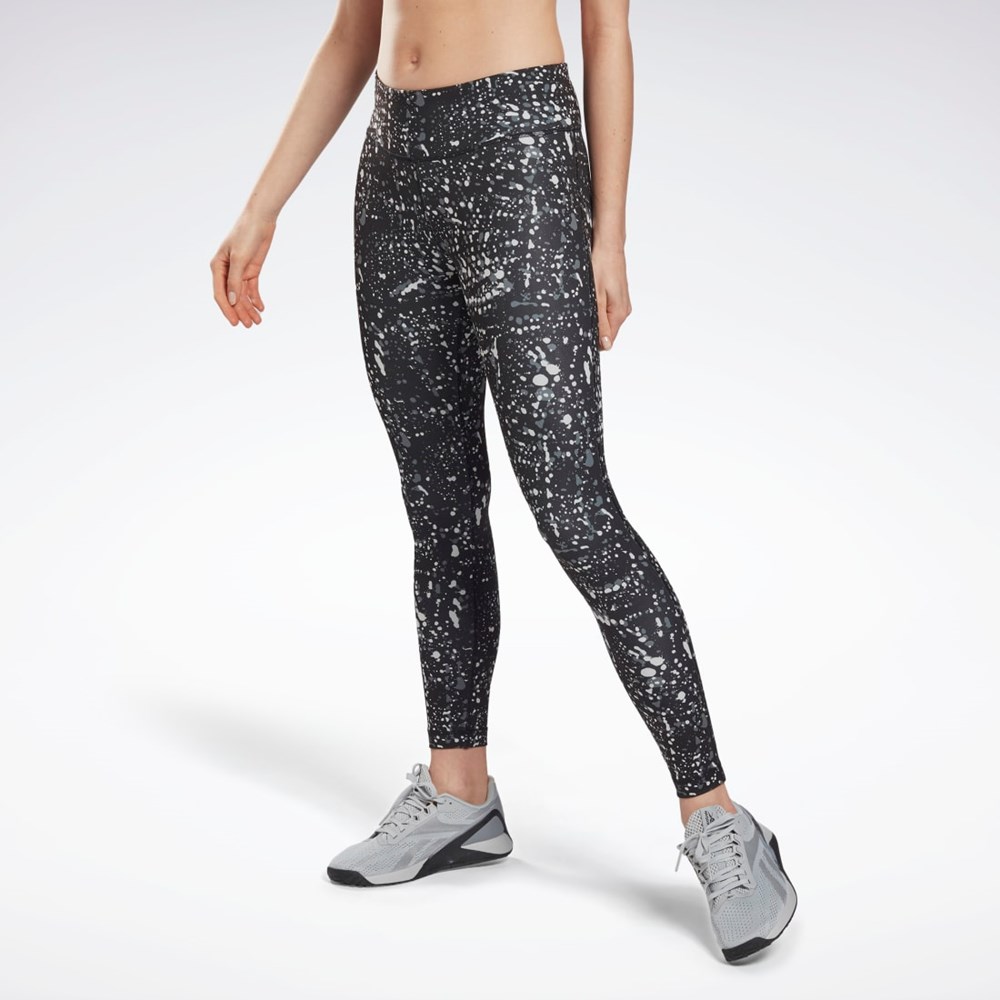 Reebok Workout Ready Printed Leggings Čierne | NBDTF2065