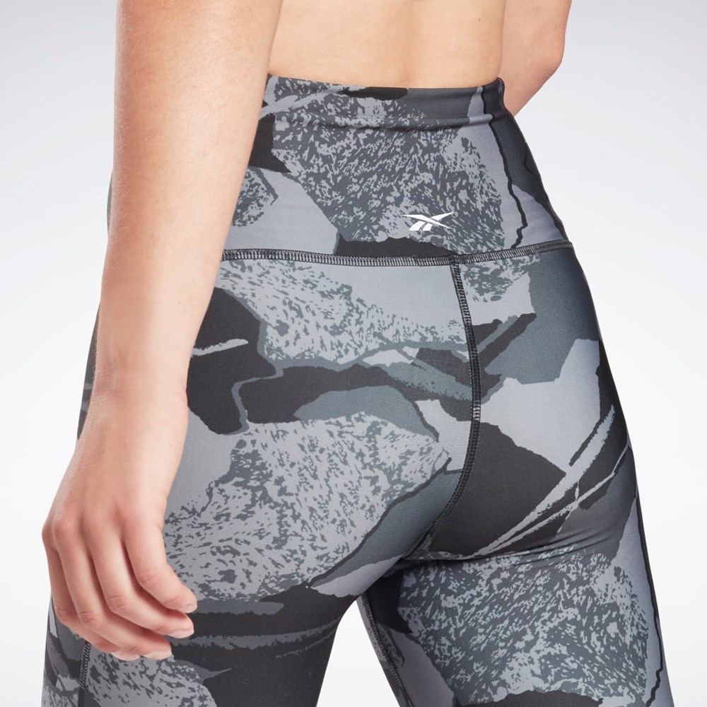 Reebok Workout Ready Printed Leggings Čierne | VSJOD8173