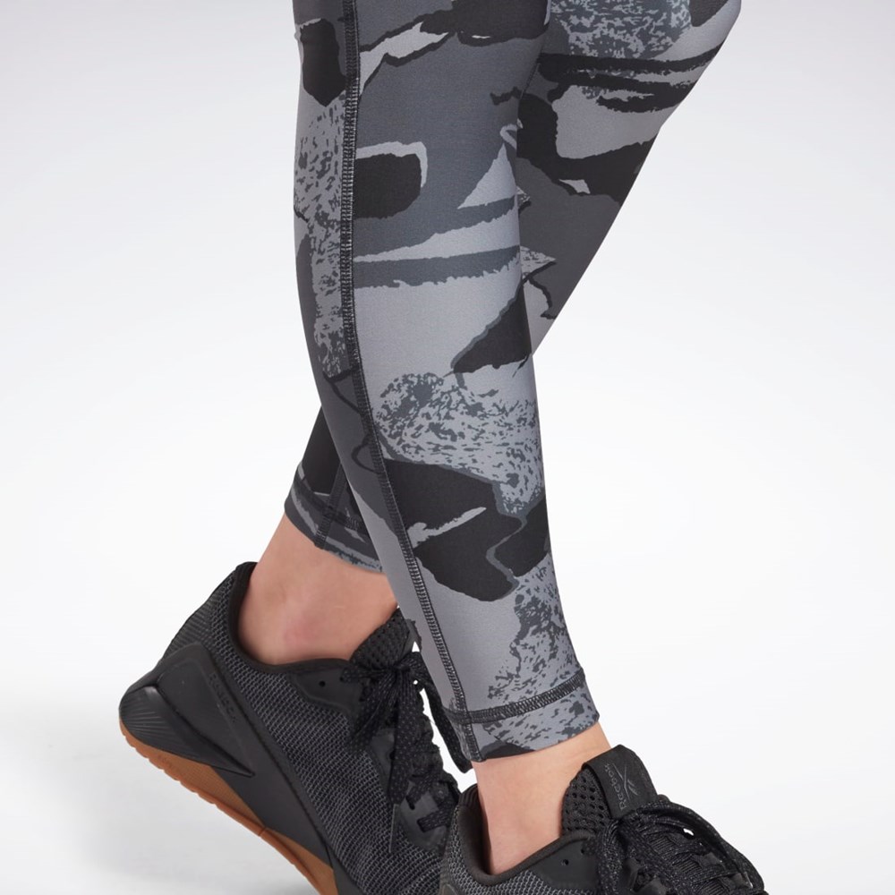 Reebok Workout Ready Printed Leggings Čierne | VSJOD8173