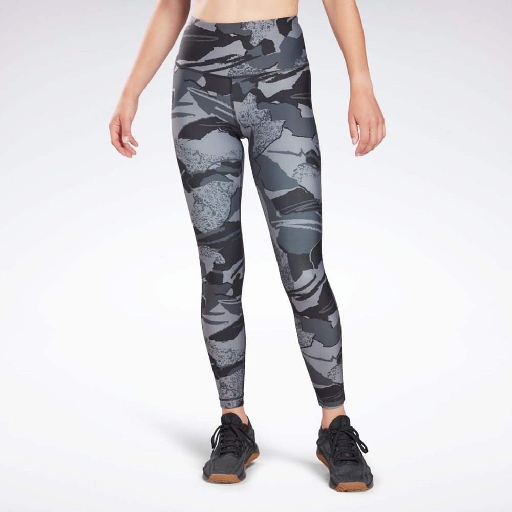 Reebok Workout Ready Printed Leggings Čierne | VSJOD8173