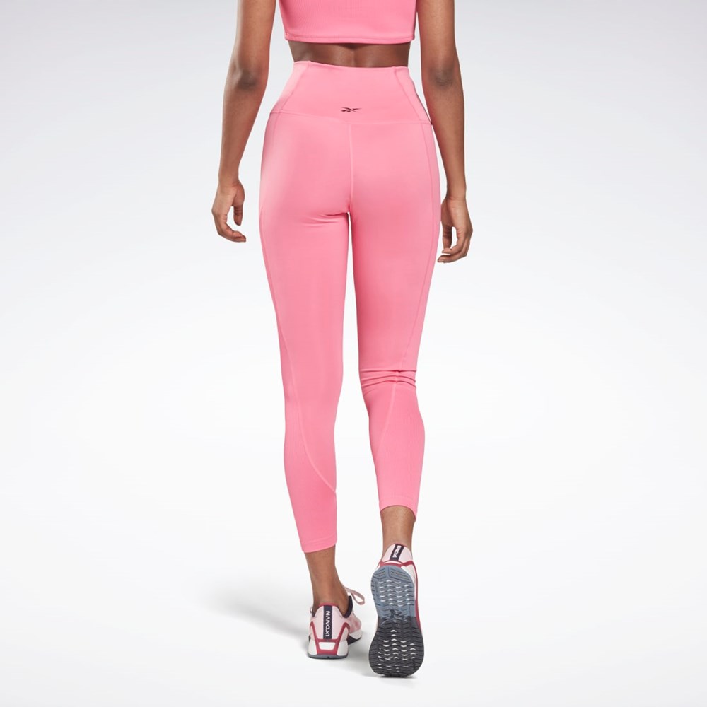 Reebok Workout Ready Rib High-Rise Leggings Ruzove | ZWERI4932