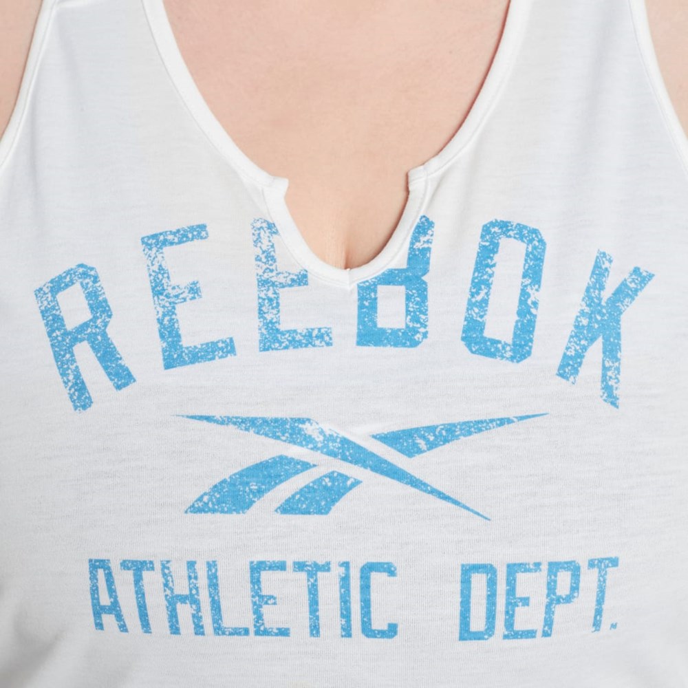 Reebok Workout Ready Supremium Big Logo Tank Top (Plus Size) Biele | GPQVL6805