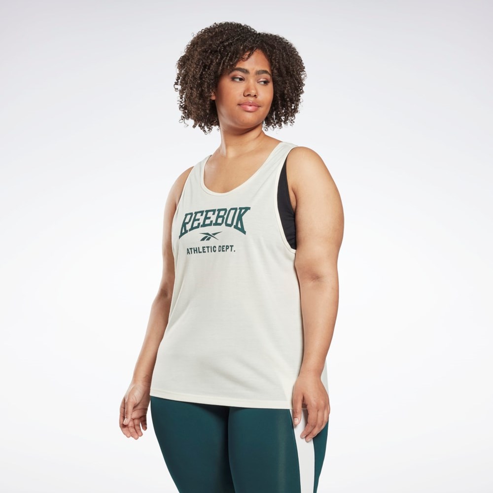 Reebok Workout Ready Supremium Grafika Tank Top (Plus Size) Biele | YGDAF5273