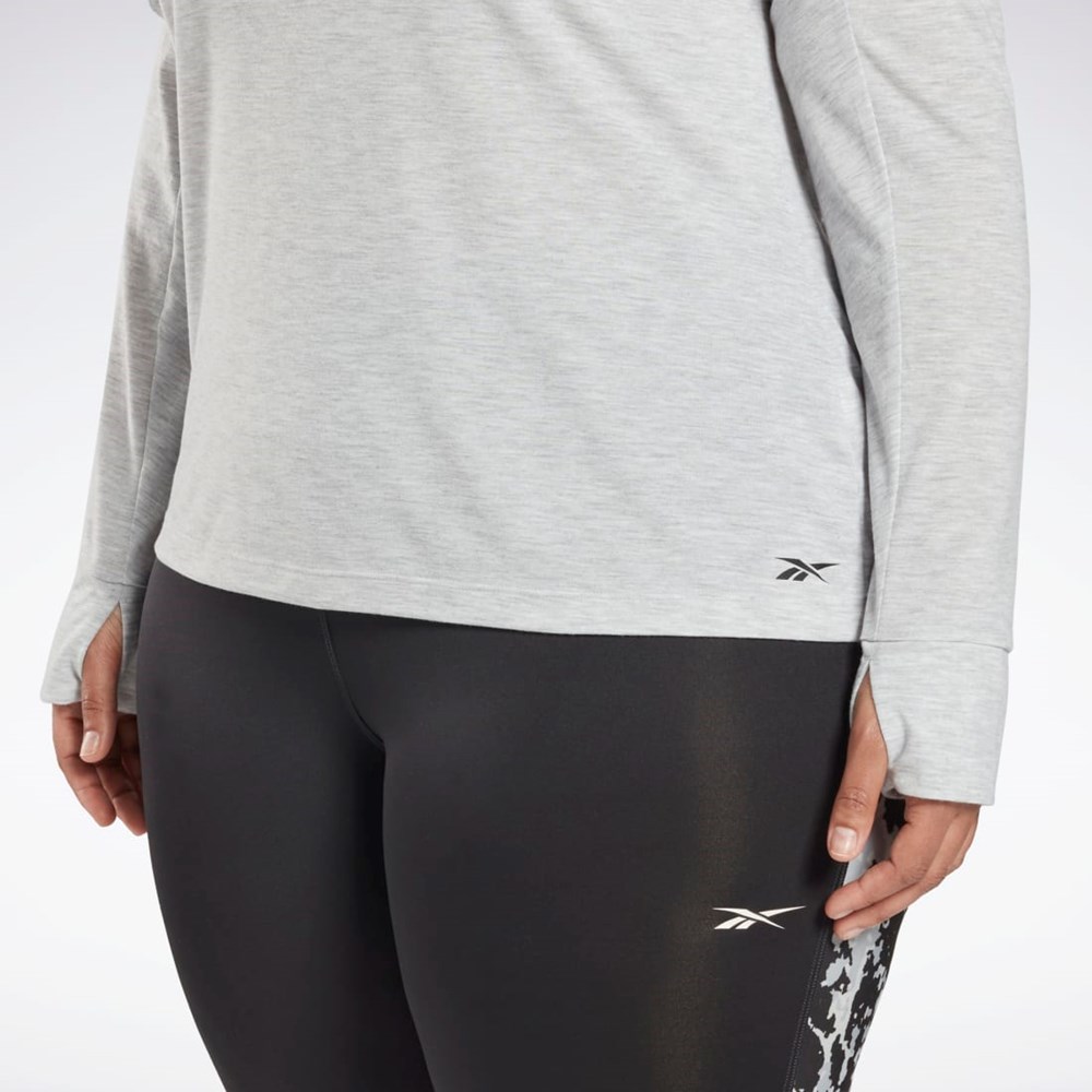 Reebok Workout Ready Supremium Long Sleeve T-Shirt (Plus Size) Svetlo Siva | DSCUN6932