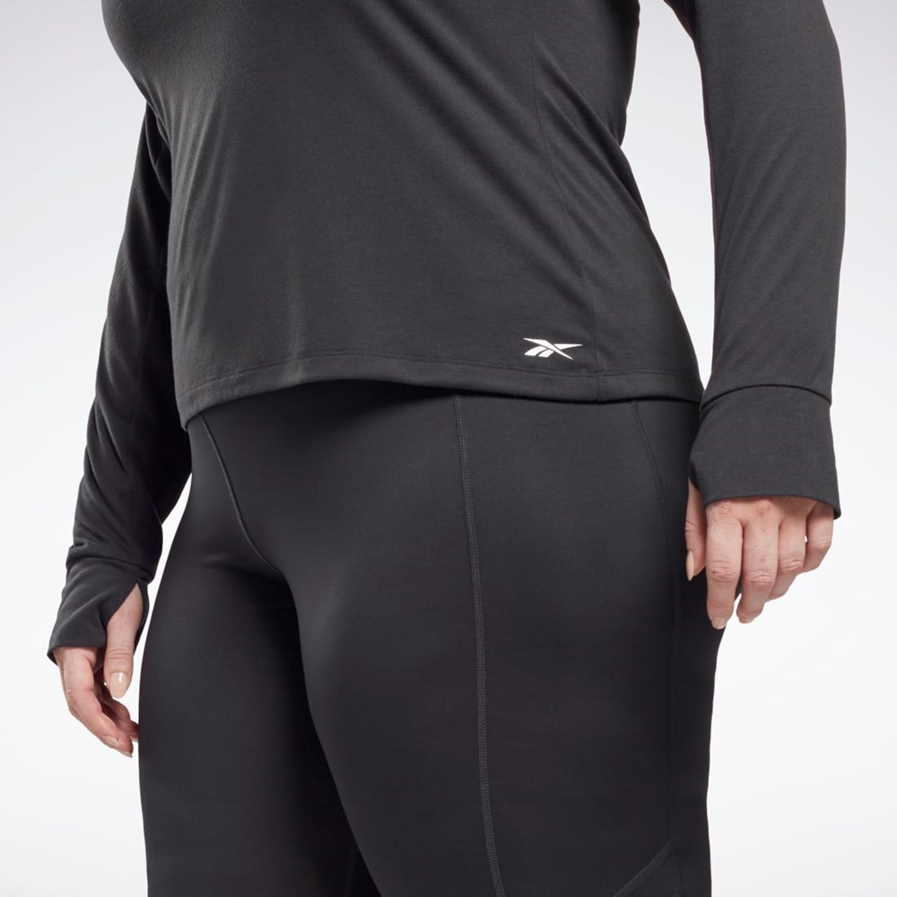 Reebok Workout Ready Supremium Long Sleeve T-Shirt (Plus Size) Čierne | KJSNF3617