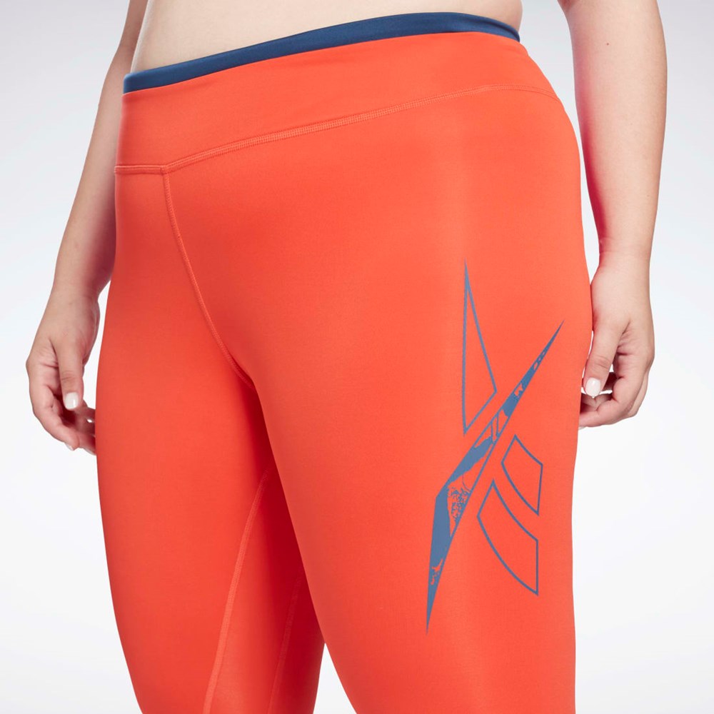 Reebok Workout Ready Vector Leggings (Plus Size) Červené | IOSEJ2691