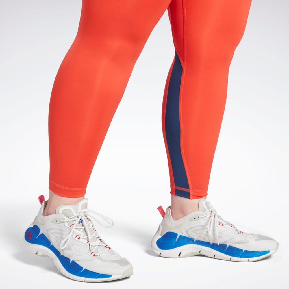 Reebok Workout Ready Vector Leggings (Plus Size) Červené | IOSEJ2691