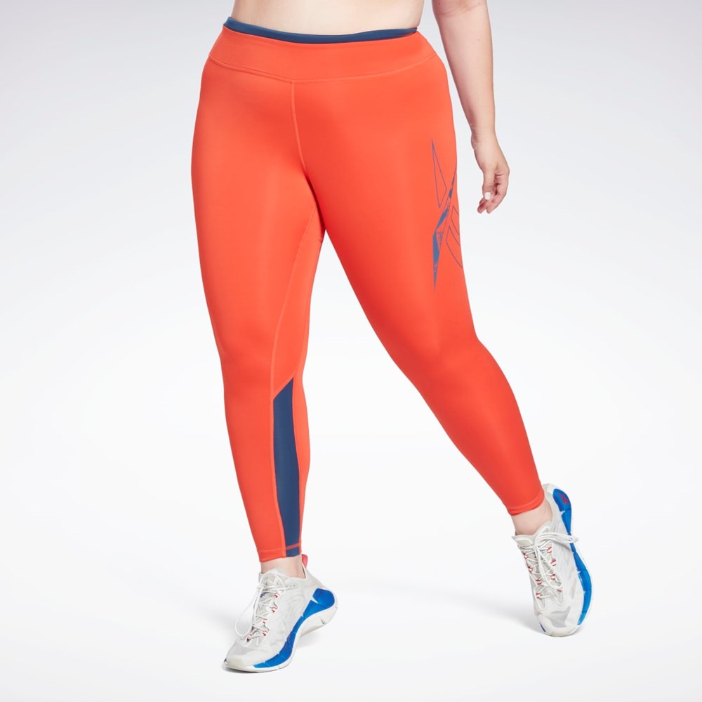 Reebok Workout Ready Vector Leggings (Plus Size) Červené | IOSEJ2691