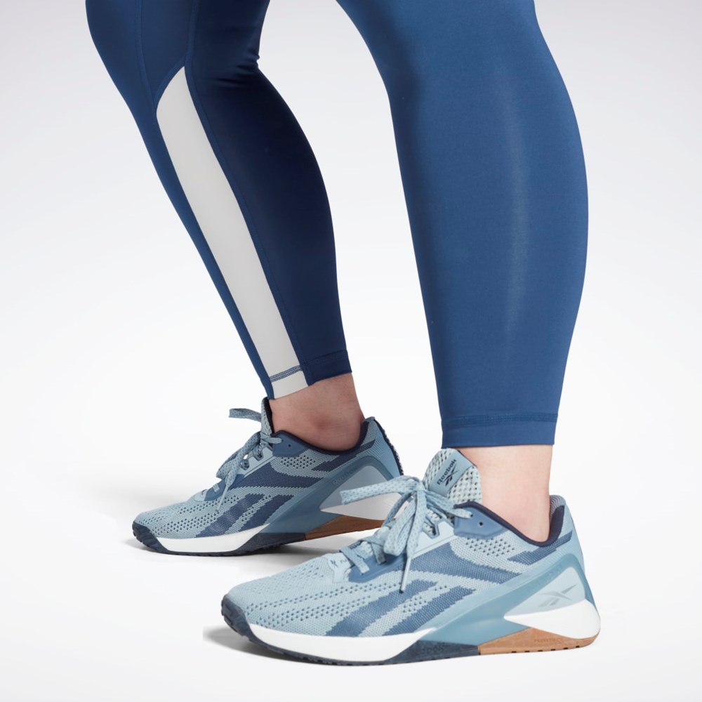 Reebok Workout Ready Vector Leggings (Plus Size) Modre | SRIOM8257