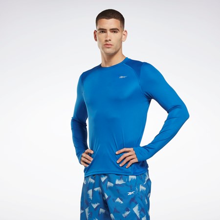 Reebok Bežecké Long Sleeve T-Shirt Modre | PGTMK9536