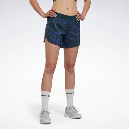 Reebok Bežecké Printed Shorts Zelene | UJGBR4601