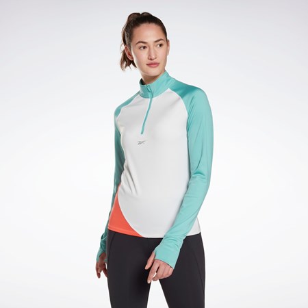 Reebok Bežecké Quarter-Zip Sweatshirt Biele | JILTK7123