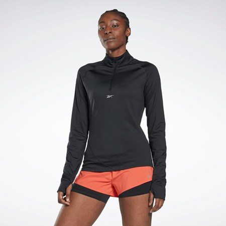 Reebok Bežecké Quarter-Zip Sweatshirt Čierne | AVJFW1052