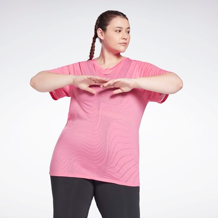 Reebok Burnout T-Shirt (Plus Size) Ruzove | ZRNEB5167