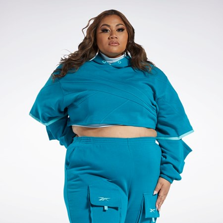 Reebok Cardi B Knit Hoodie (Plus Size) Seaport Teal / Seaport Teal | MRYJG7482