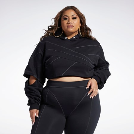 Reebok Cardi B Knit Hoodie (Plus Size) Čierne Čierne | MLDAN6743