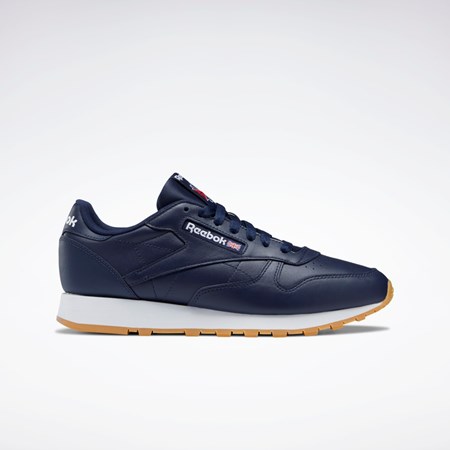 Reebok Classic Leather Shoes Námornícka Modrá Biele | DGION7982