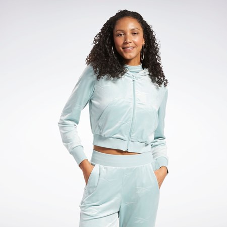 Reebok Classics Energy Q4 Velour Zip-Up Sweatshirt Siva | DRBFJ5391