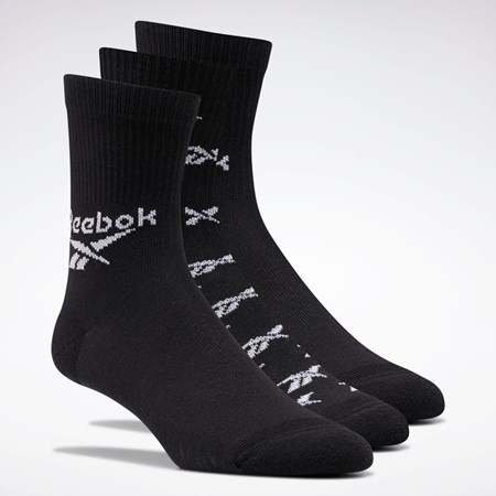 Reebok Classics Fold-Over Crew Socks 3 Pairs Čierne | TJIOS6053