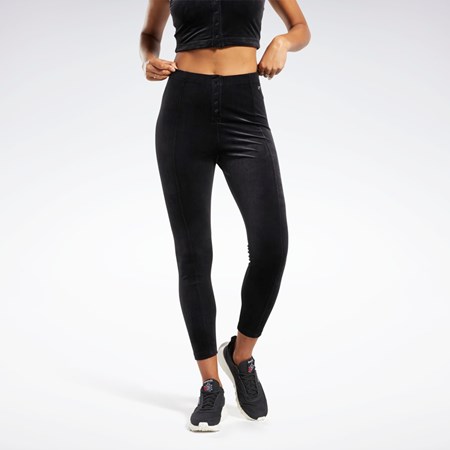 Reebok Classics Velour Tights Čierne | YNKPD0592