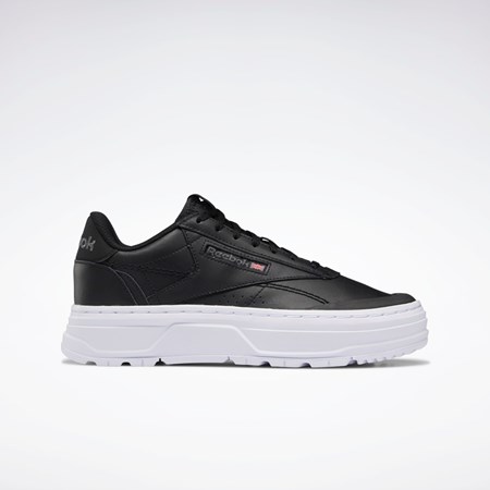 Reebok Club C Double GEO Shoes Čierne Čierne Biele | QHGNO6014