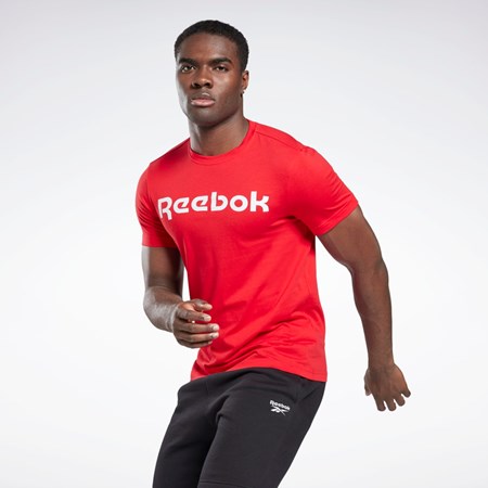 Reebok Grafika Series Linear Logo Tee Červené | TMUBR9615