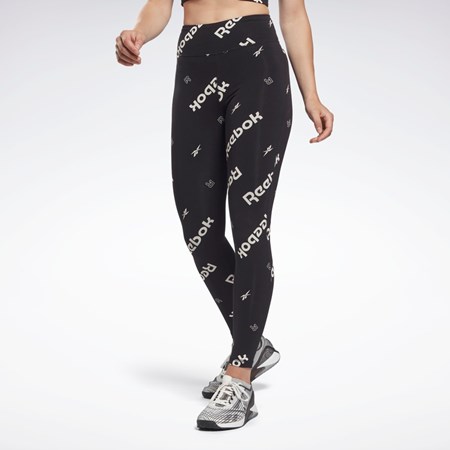 Reebok Identity Bavlnene Printed Leggings Čierne | LDZFY7824