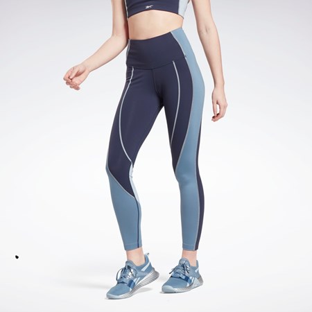 Reebok Lux High-Rise Colorblock Leggings Námornícka Modrá | NAVSK6497