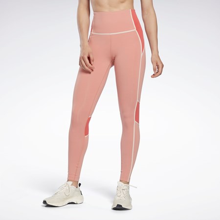 Reebok Lux High-Waisted Colorblock Tights Koralove | LENUP3692