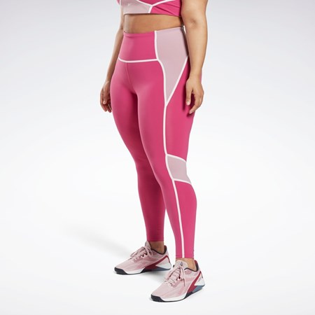 Reebok Lux High-Waisted Colorblock Tights (Plus Size) Ruzove | VPWSD8417